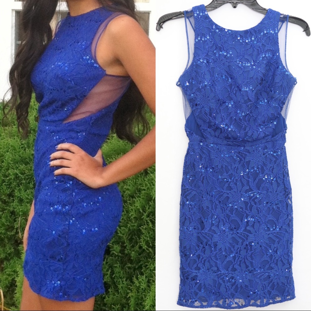 Hailey logan Blue formal sequin mini dress